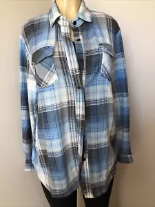 Womens Flannel Shacket Jacket Casual Plaid Soft Cotton Blend Button Down NEW - Picture 1 of 13