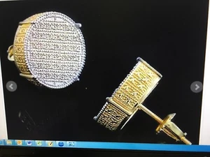 14K Yellow Gold Over Solid Sterling Silver 0.20CTW 40 Diamond Designer Earrings - Picture 1 of 12