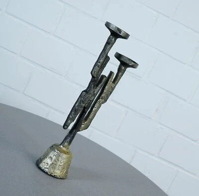 Candelabro de Metal 2 Llamas Estilo Brutalista Ahlström & Ehrich Era Años 60 Foto 1 de 4