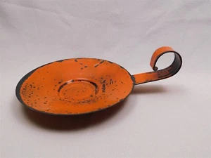 Midcentury 1960s Hanova of Pasadena Volcanic Enamel Lava Orange Candle Holder Lg - Picture 1 of 9