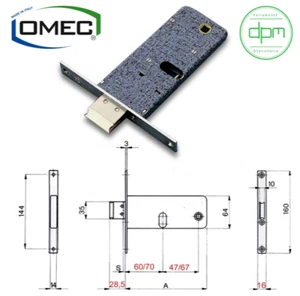 Serratura Fasce OMEC 780 Frontale 16 Entrata 70 Cilindro Ovale Quadro Maniglia 8 - Imagen 1 de 2