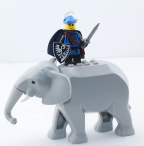 Lego Castle black falcon knight elephant blue cape shield sword side bag - Picture 1 of 3