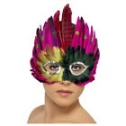 Hot Pink Red Green Yellow Feather Eye Mask with Sequins