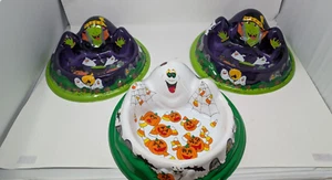 Vintage 90's Halloween Candy Bowls Ghost and 2 Witches Bowls Made in USA - Picture 1 of 12