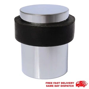 Door Stop Solid Stainless Steel Floor Mounted Heavy Duty Rubber Door Stopper - Picture 1 of 11