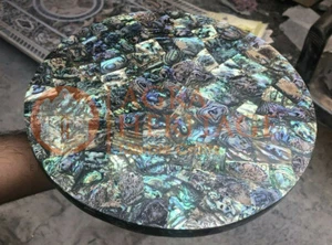 10"x10" Abalone Shell Stolik kawowy Blat Oszałamiająca wkładka Sztuka Kamień szlachetny Dekoracje domu - Zdjęcie 1 z 8