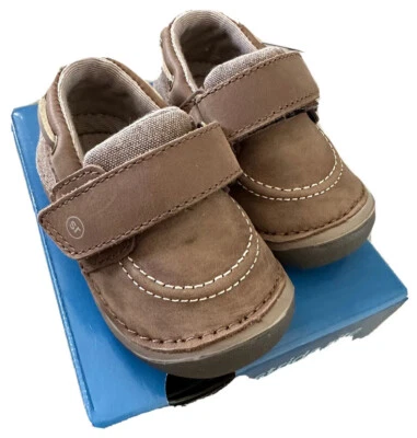 USADOS UNA VEZ Stride Rite Cuero Lona Mocasines Wally Zapatos Bebé Niño Talla 3, Precio de venta sugerido por el fabricante $50 Foto 1 de 4
