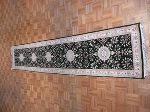 2'5 X 11'8 Runner Hand Knotted Green Kashan Oriental Rug G1197 - Picture 1 of 7