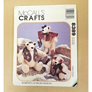 McCalls Craft Pattern 8389 Three Snow Bearies Stuffed Bears & Accessories 1996 - Picture 1 of 2