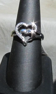 Ladies 10k White Gold Diamond Heart Ring Size 7 new with tag 919.00 Retail - Picture 1 of 12
