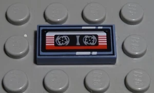 LEGO Tile - Tile 1x2 With Decor Sandblau Music Cassette (2368#) - Picture 1 of 1