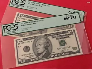 Fr.2037-H* {2} CONSECUTIVE 2003 $10 STAR FEDERAL RESERVE NOTES 66 PPQ!!! - Picture 1 of 2
