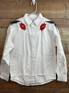 Wrangler Youth Girls Shirt Size L White Long Sleeve Western Cotton - Picture 1 of 8