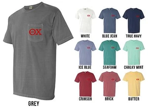 Theta Chi Fraternity Letters COMFORT COLORS POCKET Shirt - NEU - Bild 1 von 3