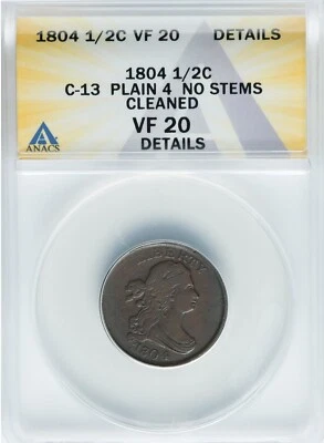 1804 Half Cent "Plain 4" ANACS VF Details - VERY ATTRACTIVE - Image 1 of 2
