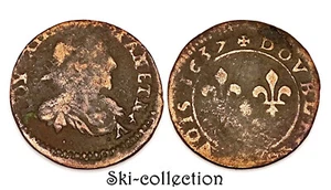 Double Tournament 1637 (Axis Loire-Rhône) Male Bust. Louis XIII°. France. Copper - Picture 1 of 1
