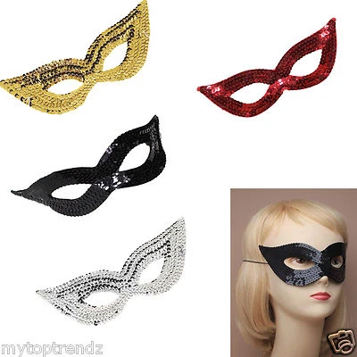 Sequin Mask Catwoman Sequin Masquerade Eye Face Mask Fancy Dress Party Accessory - Image 1 of 3