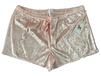 NWT PJ Salvage Large Pink VELVET Crochet Lace Trim Lounge Sleep Shorts #PQ1 - Image 1 of 4