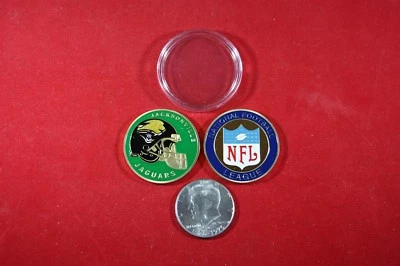 NFL Football Team Coin: Jacksonville JAGUARS w/ Hard Case Poker Card Protector - Image 1 of 2