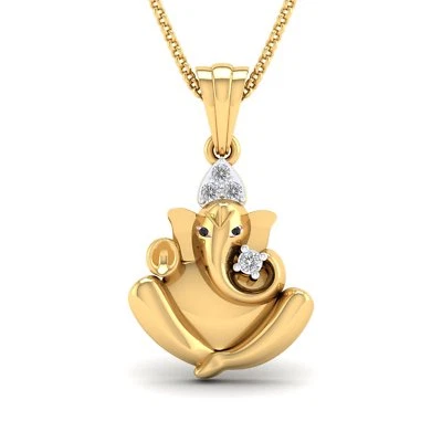 14K Yellow Gold Plated Round Diamond Ganesh/Ganesha/Ganpati Hindu Pendant New - Image 1 of 4