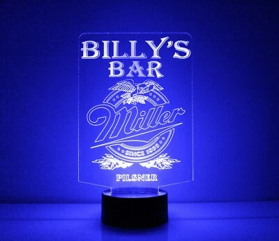 Letrero de luz LED Miller Beer, con control remoto, barra grabada/lámpara mancava Foto 1 de 4