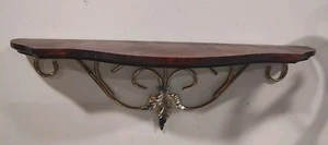 Estante de pared de madera para interiores de hogar vintage diseño de metal dorado 23,5" *Leer todo - Imagen 1 de 8