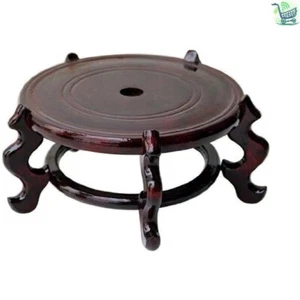 Elegant Hand-Crafted 5.5-Inch Rosewood Oriental Vase Stand – No Assembly Needed - Picture 1 of 2