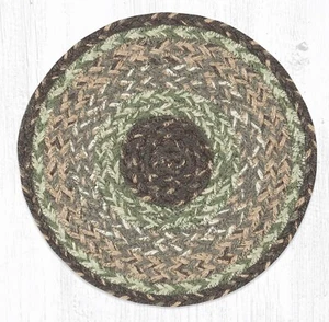 2er Set Geflochtene Jute Runde Tischset/Untersetzer/Uhr. BRAUN, GRÜN Erde Teppiche. 10" - Bild 1 von 1