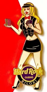 2007 HARD ROCK CASINO BILOXI DEALER CHICK SEXY BLOND GIRL PIN - Picture 1 of 1