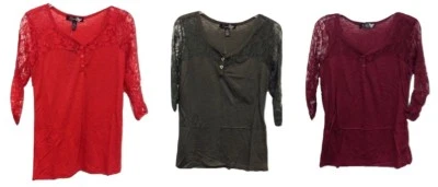 NUEVA Blusa Nordstrom Zena Diseñador Floral Encaje Manga 3/4 Cuello en V $68 ¡Al por menor! Foto 1 de 2