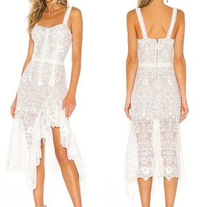 NUEVO NUEVO SIN ETIQUETAS Bronx & Banco Tiffany Blanco Vestido Midi de Encaje en Blanco TALLA US 4/PEQUEÑO - Imagen 1 de 12