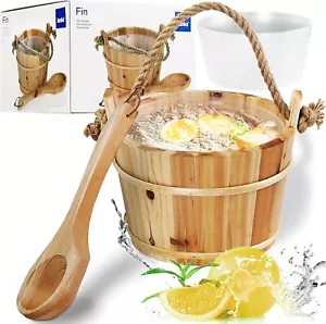 Kela Saunakübel mit Holzkelle 4L Sauna Saunazubehör Saunaeimer Kübel Eimer Kelle - Bild 1 von 4
