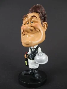 Kellner Restaurant Wackelkopf Figur Poly Souvenir Funny Berufe Modell - Picture 1 of 7