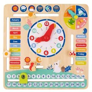 Montessori Educational Wooden Learning Toys Kids Daily Calendar - Picture 1 of 8
