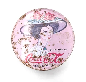 Vintage Coca-Cola Gibson Girl Pink Smoker's Candle in Coke Branded Tin - Picture 1 of 6