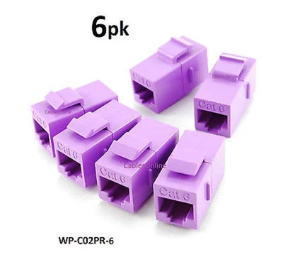 6-PACK CAT6 Female/Female RJ45 Ethernet Purple Keystone Jack Coupler, WP-C02PR - Image 1 of 2