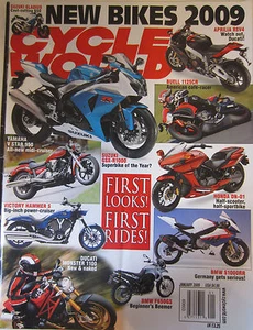 Cycle World Magazine January 2009 Suzuki Gladius GSX-R1000 Yamaha V Star 950 Hon - Picture 1 of 2