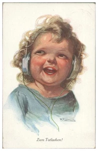 XX1257/ W. Fialkowska Kind mit Kopfhörer  AK 1925 - Bild 1 von 2