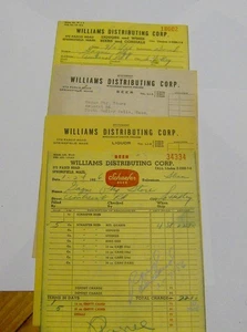 Vintage 1950s WILLIAMS DISTRIBUTION Receipt Lot SCHAEFER BEER Springfield MA old - Bild 1 von 3