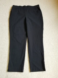 Womens Pants-TALBOTS-black stretch elastic waist pull on cropped slim leg-12 - Picture 1 of 4