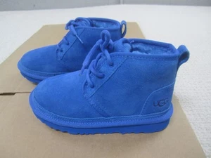 UGG Plush Boots Boys US 1 Blue Neumel Suede Chukka Lace Up UK 13 - Picture 1 of 9