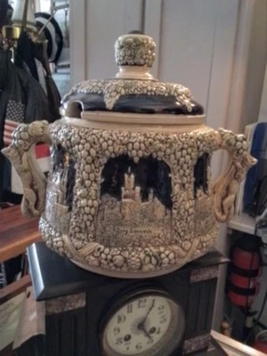 Bowle Bowlentopf Rumtopf Vintage Keramik Steingut Burgen Weinreben, Weinblätter  - Bild 1 von 3