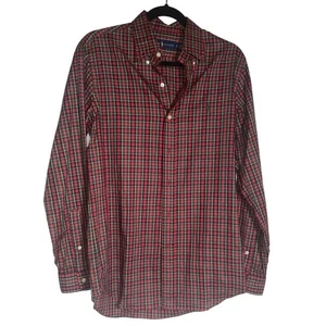 Ralph Lauren Knit Oxford Red Plaid Button-Down Stretch Shirt Size Small - Picture 1 of 5