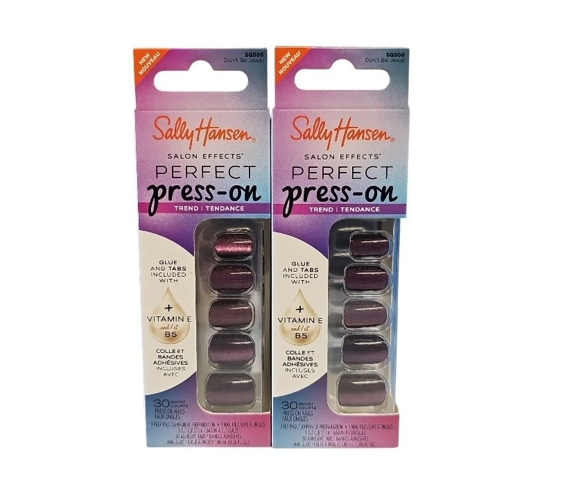 2 Pack Sally Hansen Perfect Manicure Press On Nails, Square Shape Don't Be Jewel - Imagem 1 de 1