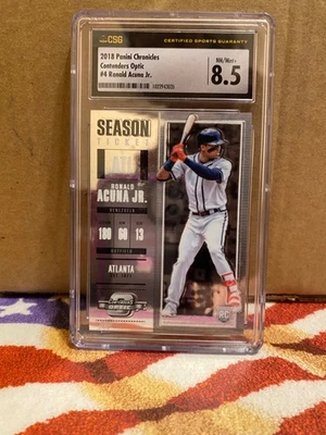 Boleto de temporada 2018 Contenders Optic Ronald Acuña Jr. #4 CSG 8,5 Atlanta Braves Foto 1 de 2