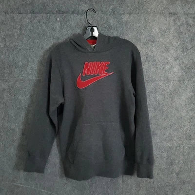 NIke Suéter Juvenil L Gris Escritura Sudadera Pullover Speell Logo Sudadera con Capucha Swoosh Foto 1 de 4