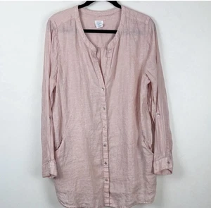 Sigrid Olsen 100% Linen Tunic Long Sleeve Women's Size XL Pink Lightweight Flowy - Picture 1 of 6