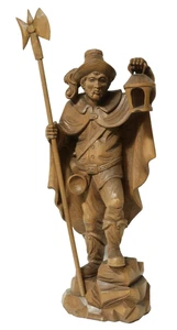 Old 64Cm Large Carved Wooden Figure Night Watchman Wood Carving Wood - Picture 1 of 23