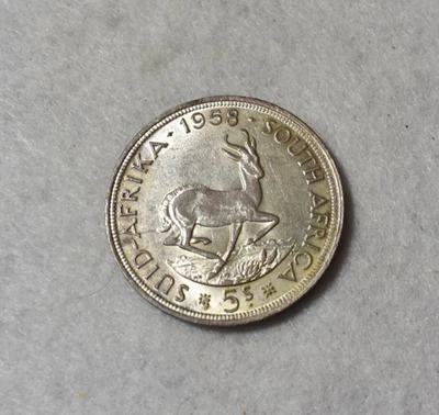 SOUTH AFRICA 5 SHILLINGS 1958 LARGE SILVER COIN ( stock# 06) - Image 1 of 2