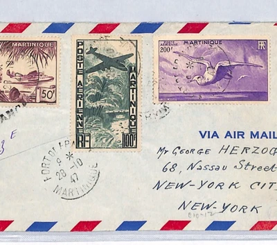 MARTINIQUE Cover 1947 Air *HIGH VALUES* France Cols 200f ALBATROSS BIRDS YF209 - Image 1 of 4